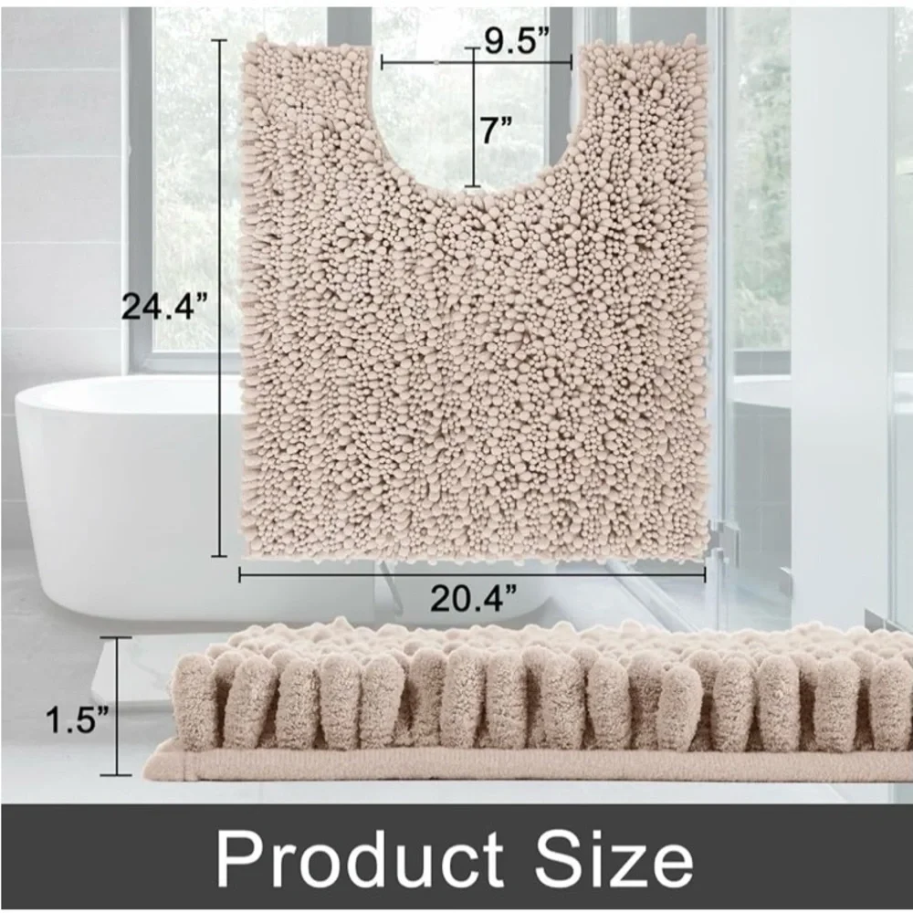Yimobra Luxury Toilet‎ Rug U-shapped Shaggy Contour Bathroom Mat 25x21 Inches